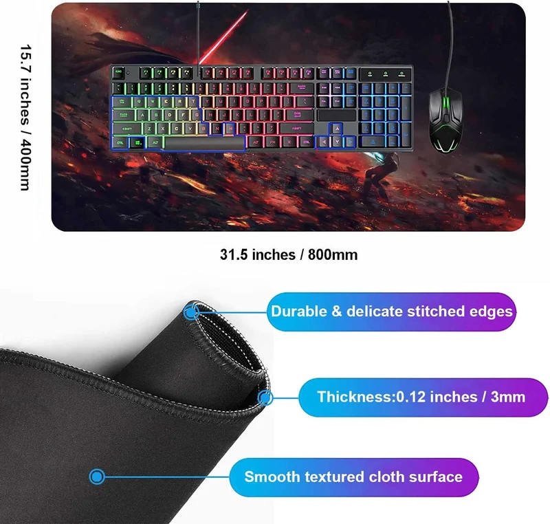 GZESZT XXL-Mauspad Ahsoka-Tano Vs Vader, extra grosses Gaming-Mauspad, Laptop-Schreibtischmatte, rut