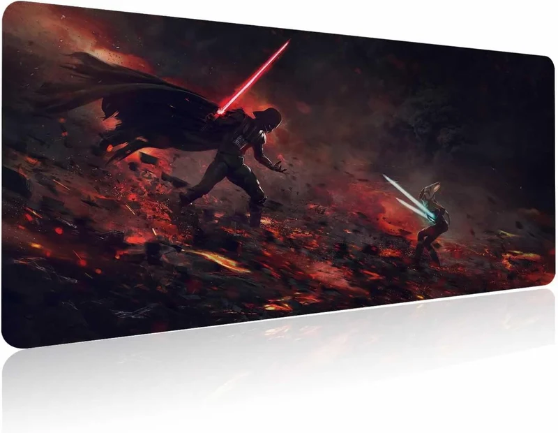 GZESZT XXL-Mauspad Ahsoka-Tano Vs Vader, extra grosses Gaming-Mauspad, Laptop-Schreibtischmatte, rut