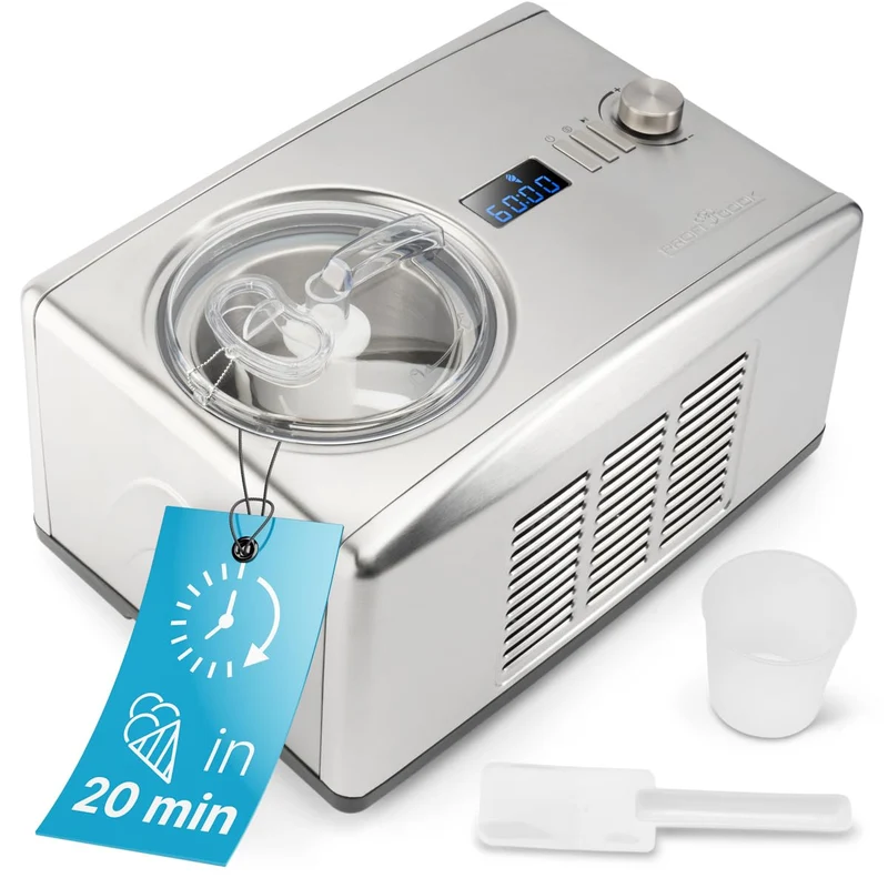 Profi Cook Eismaschine PC-ICM 1091 N, 2-in-1 Eiscreme- und Joghurt-Maker im Edelstahl-Gehäuse, Ice-M