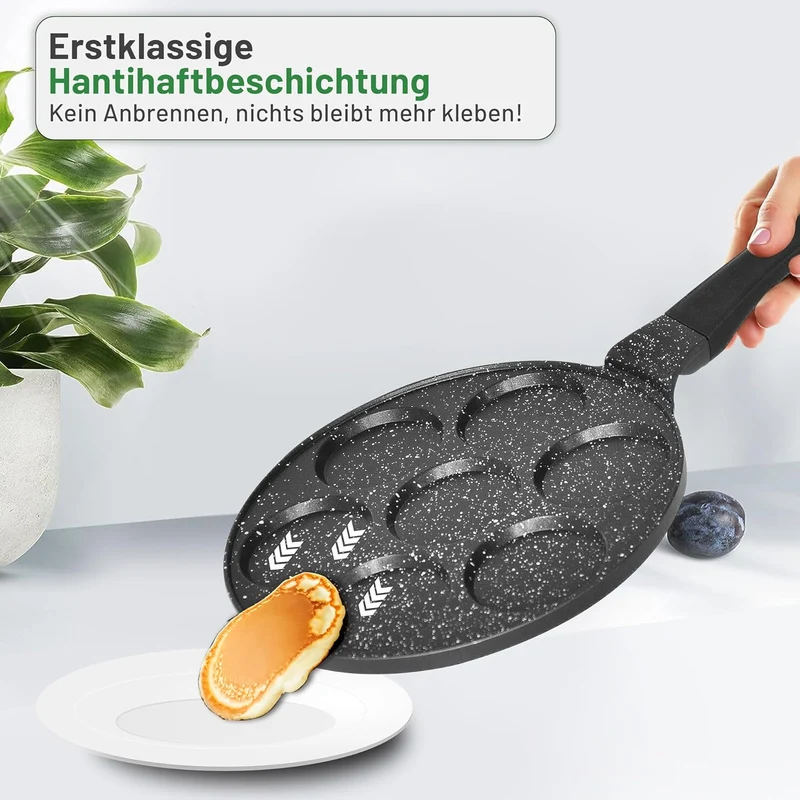 Amalindo Pancake Pfanne Ø26cm Spiegeleipfanne für 7 Eier | Pancakepfanne Antihaft-Beschichtung | Pfa