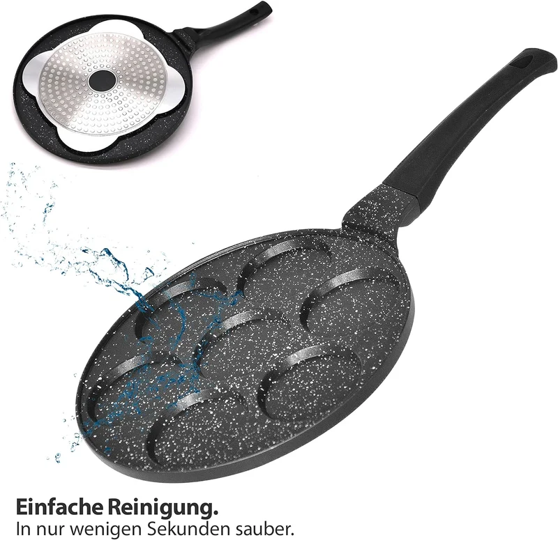 Amalindo Pancake Pfanne Ø26cm Spiegeleipfanne für 7 Eier | Pancakepfanne Antihaft-Beschichtung | Pfa