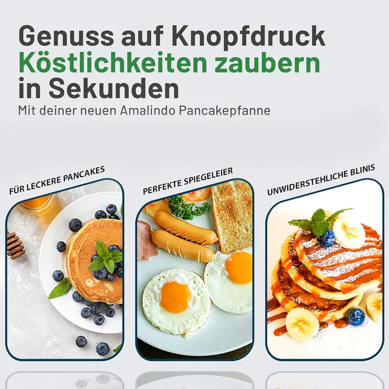 Amalindo Pancake Pfanne Ø26cm Spiegeleipfanne für 7 Eier | Pancakepfanne Antihaft-Beschichtung | Pfa