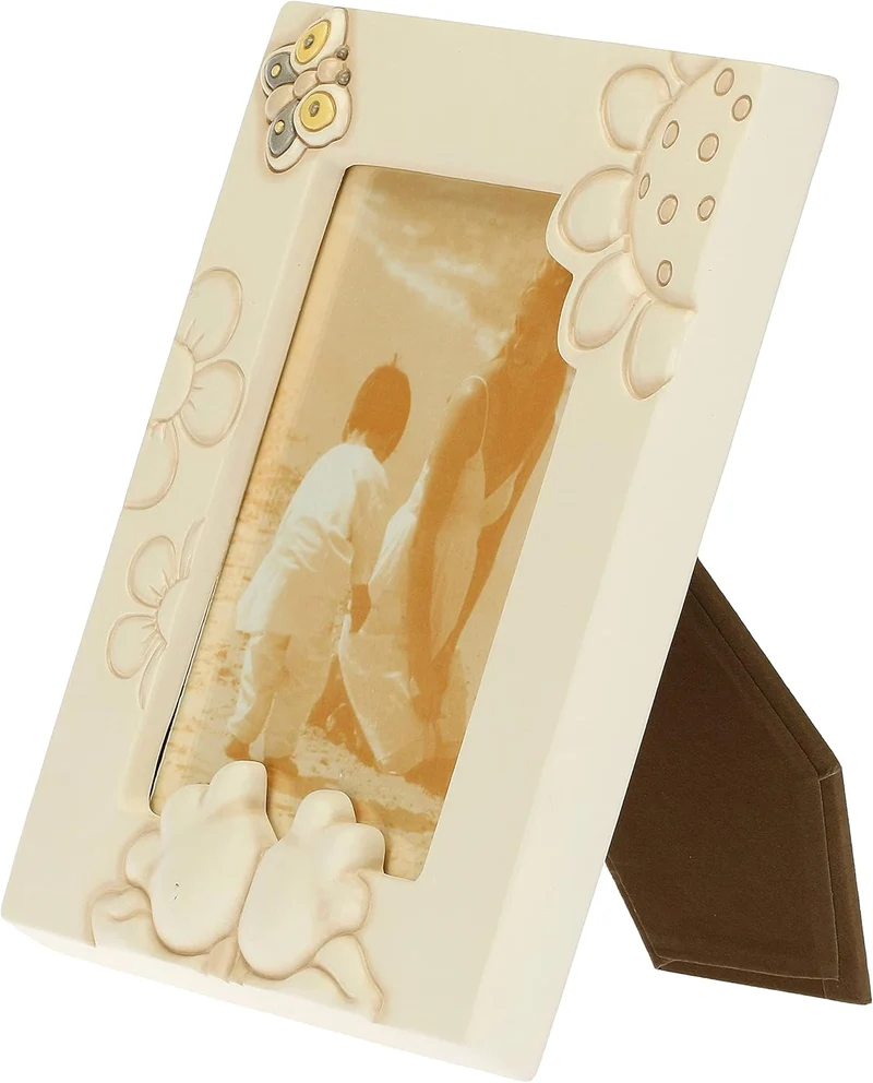 THUN - Fotorahmen - Zubehör für Zuhause - Geschenkidee - Linie Elegance - Keramik, Rahmen aus Kiefer