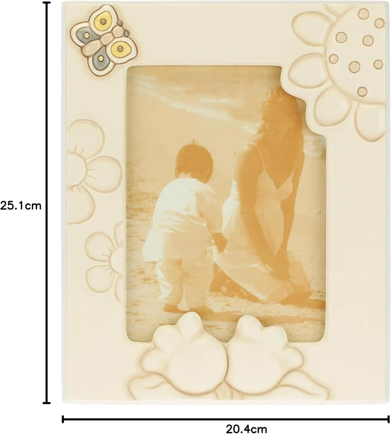 THUN - Fotorahmen - Zubehör für Zuhause - Geschenkidee - Linie Elegance - Keramik, Rahmen aus Kiefer