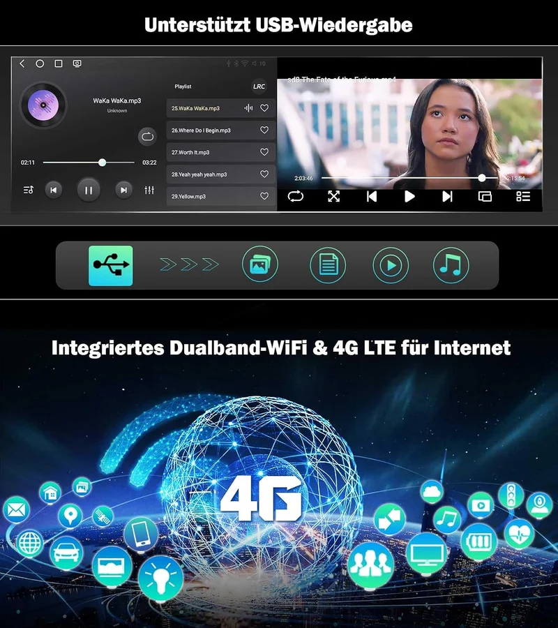 Erisin Android 16 4GB+64GB 8-Kern Autoradio mit Bluetooth für SEAT Ibiza