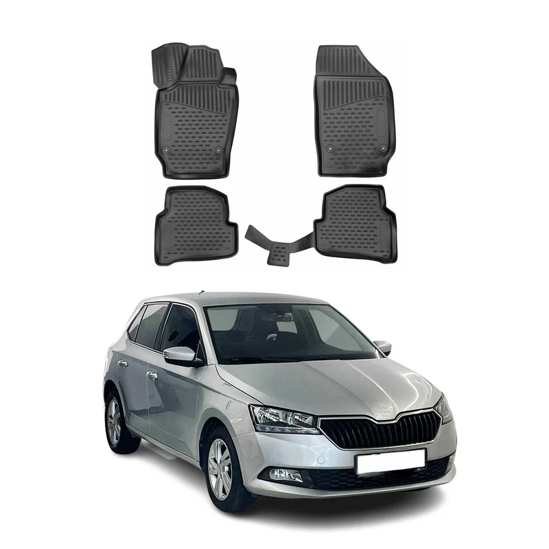 OMAC Fussmatten für Skoda Fabia 1999-2007 TPE 4X Schwarz Fabia 1999-2007 Fussmatten / Schwarz, Fabia