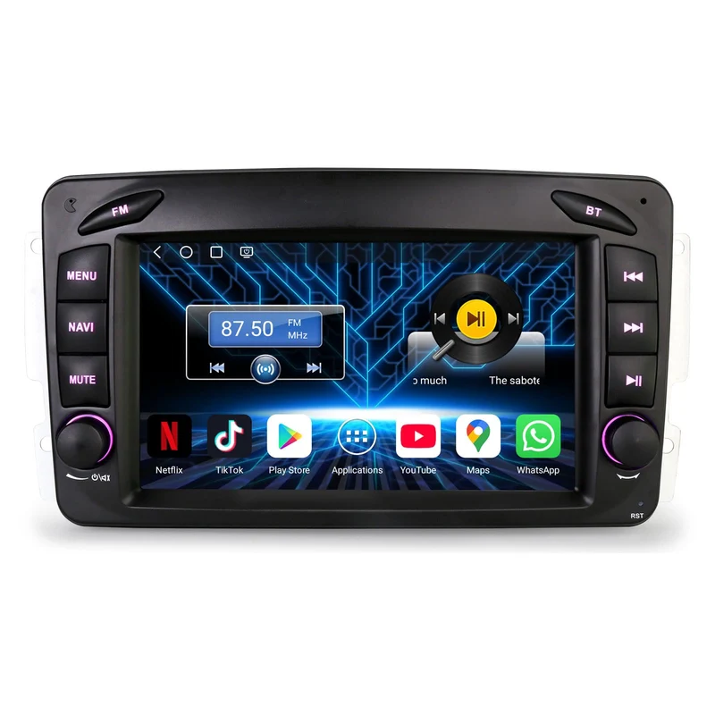 Erisin 7" Qualcomm 8-Kern 4GB+64GB Android 16 Autoradio Bluetooth GPS Navigation für Mercedes W203 W