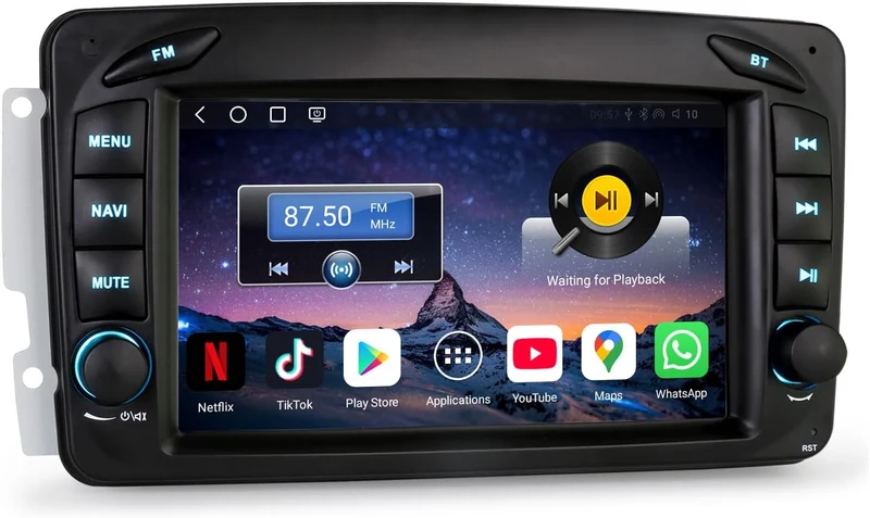 Erisin 7" Qualcomm 8-Kern 4GB+64GB Android 16 Autoradio Bluetooth GPS Navigation für Mercedes W203 W