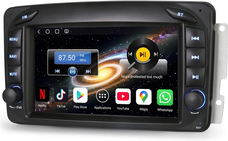Erisin 7" Qualcomm 8-Kern 4GB+64GB Android 16 Autoradio Bluetooth GPS Navigation für Mercedes W203 W