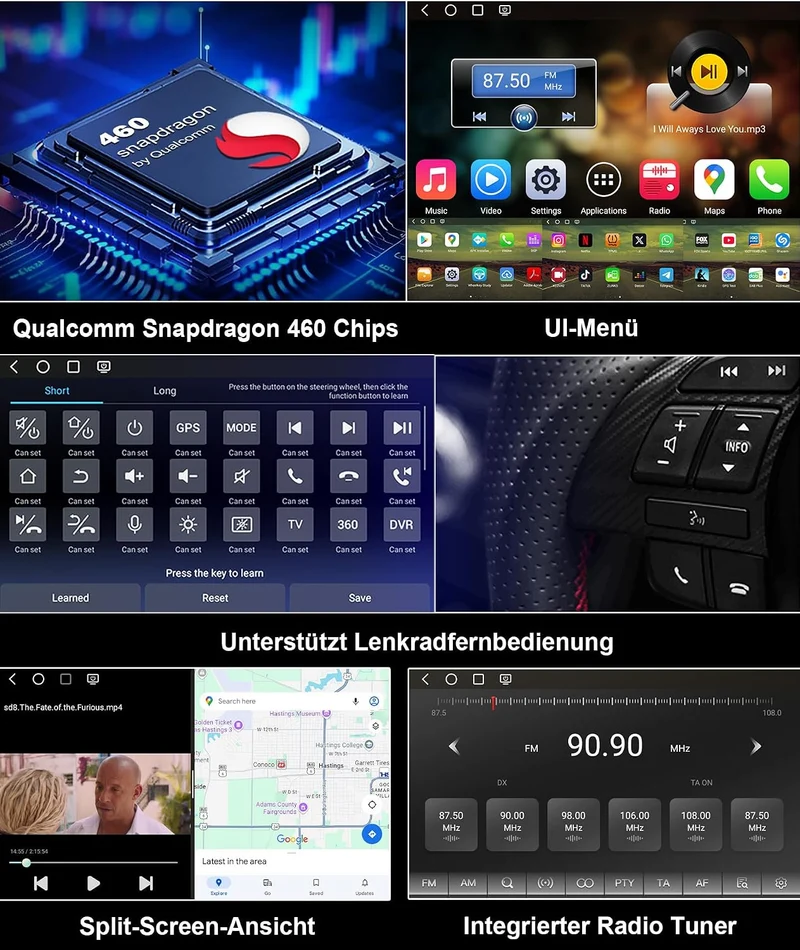Erisin Qualcomm Android 16 4GB+64GB 8-Kern Autoradio Bluetooth GPS Navi für Mercedes Benz E Klasse W