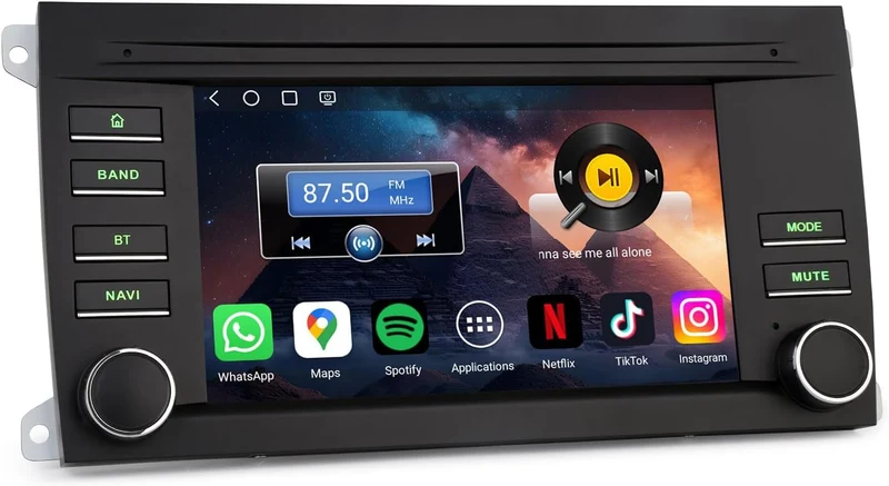 Erisin 7 Zoll Qualcomm 8-Kern 4GB+64GB Android 16 Autoradio Bluetooth GPS Navigation Für Porsche Cay