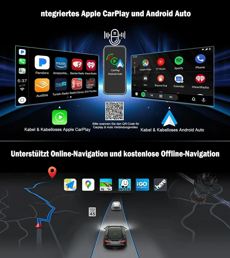 Erisin 7 Zoll Qualcomm 8-Kern 4GB+64GB Android 16 Autoradio Bluetooth GPS Navigation Für Porsche Cay