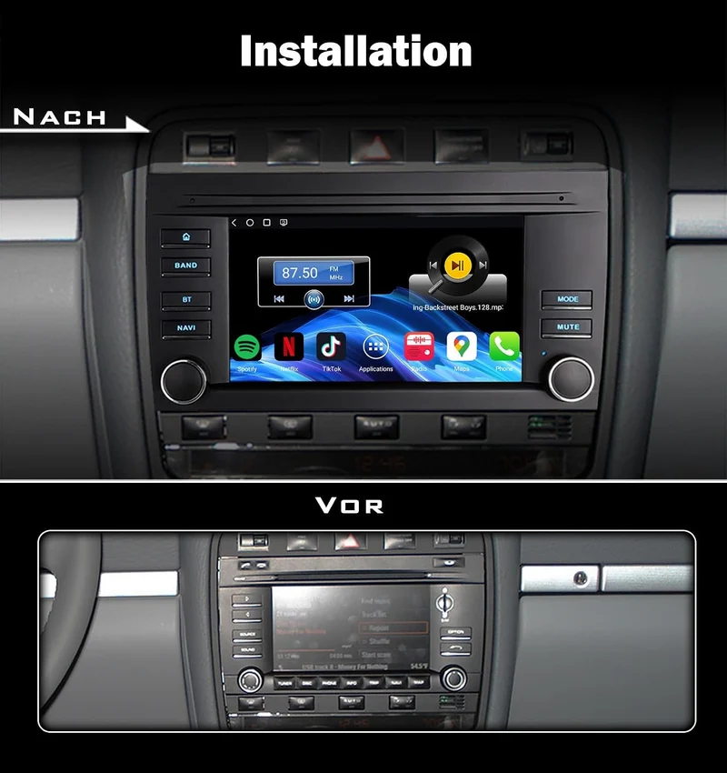 Erisin 7 Zoll Qualcomm 8-Kern 4GB+64GB Android 16 Autoradio Bluetooth GPS Navigation Für Porsche Cay