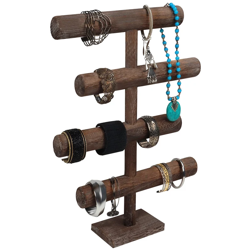 BELLE VOUS 4 Stufen Schmuck Ständer Holz Ketten Aufbewahrung Schmuck Organizer - 48 cm Hoch - Schmuc