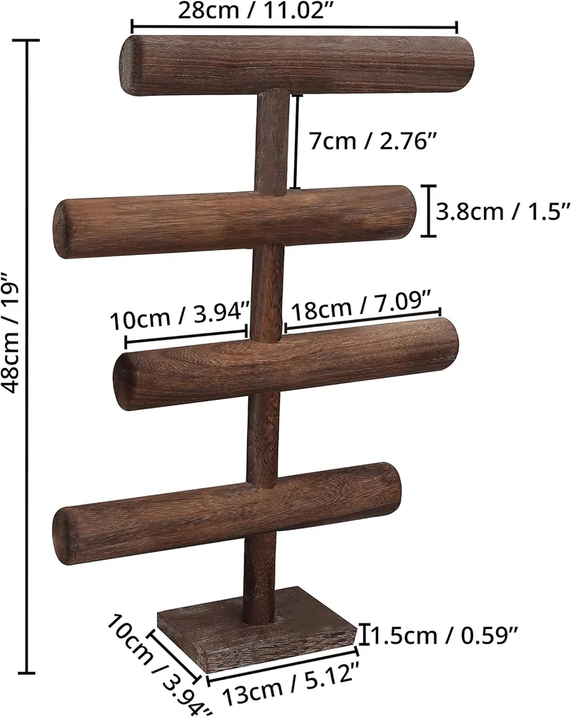 BELLE VOUS 4 Stufen Schmuck Ständer Holz Ketten Aufbewahrung Schmuck Organizer - 48 cm Hoch - Schmuc