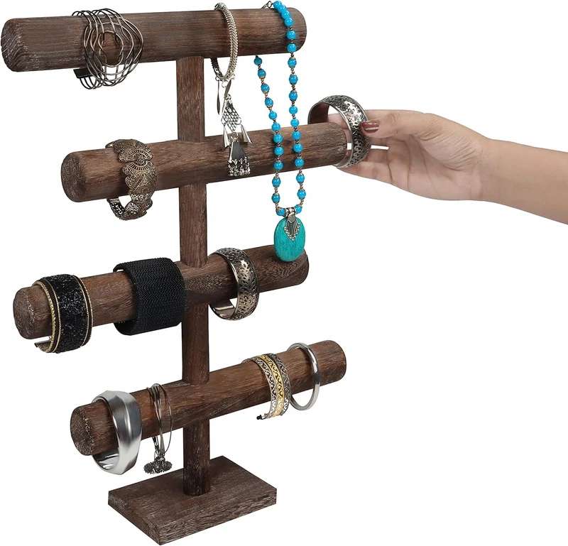 BELLE VOUS 4 Stufen Schmuck Ständer Holz Ketten Aufbewahrung Schmuck Organizer - 48 cm Hoch - Schmuc
