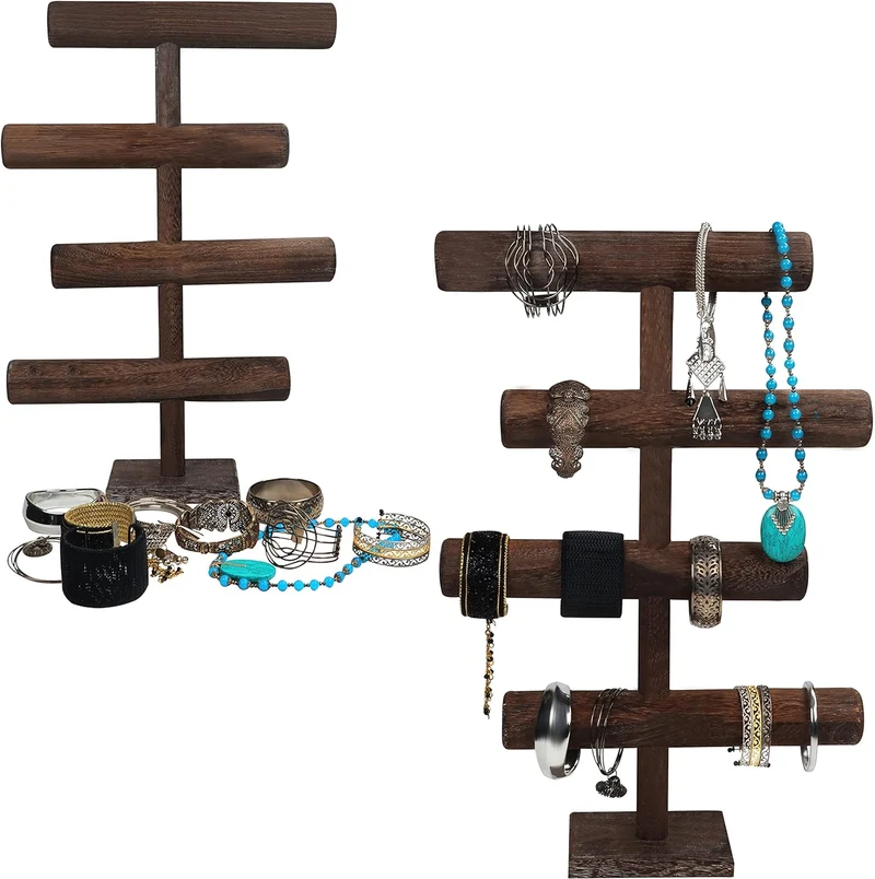 BELLE VOUS 4 Stufen Schmuck Ständer Holz Ketten Aufbewahrung Schmuck Organizer - 48 cm Hoch - Schmuc