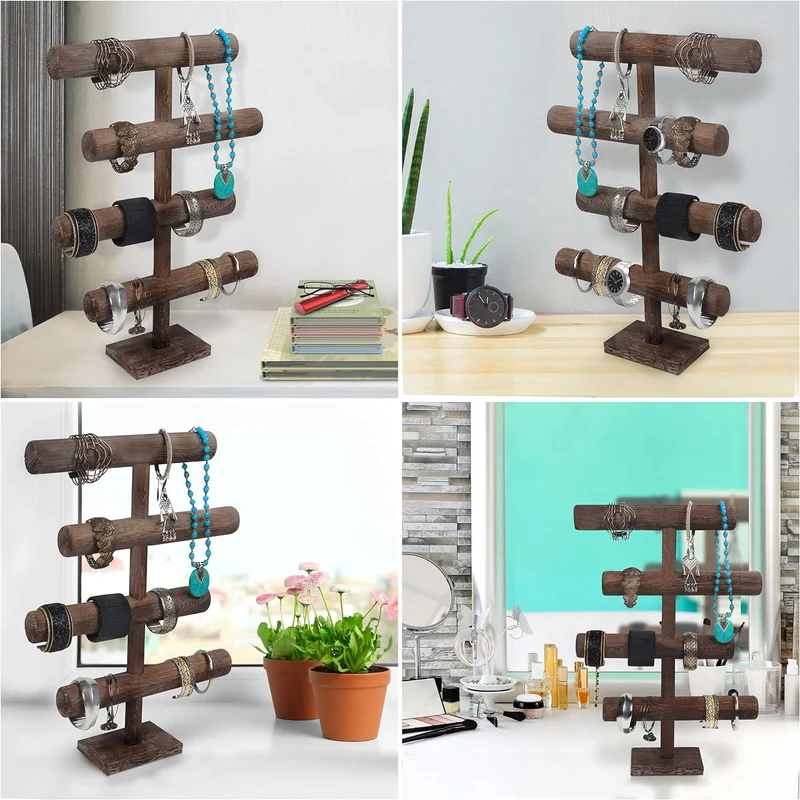 BELLE VOUS 4 Stufen Schmuck Ständer Holz Ketten Aufbewahrung Schmuck Organizer - 48 cm Hoch - Schmuc
