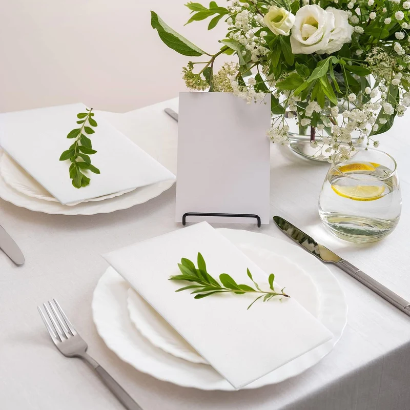 LEKOCH 100 PCS Einweg Servietten Weiss, Air Laid Stoffähnlich Servietten Für Hochzeit Premium QUALIT