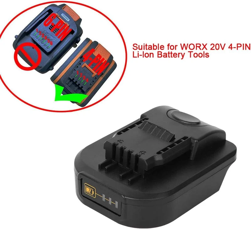 Akku Adapter für Makita 18V Akku Elektrowerkzeug für Worx 20V 4-PIN Lithium-Ionen Akku Modell