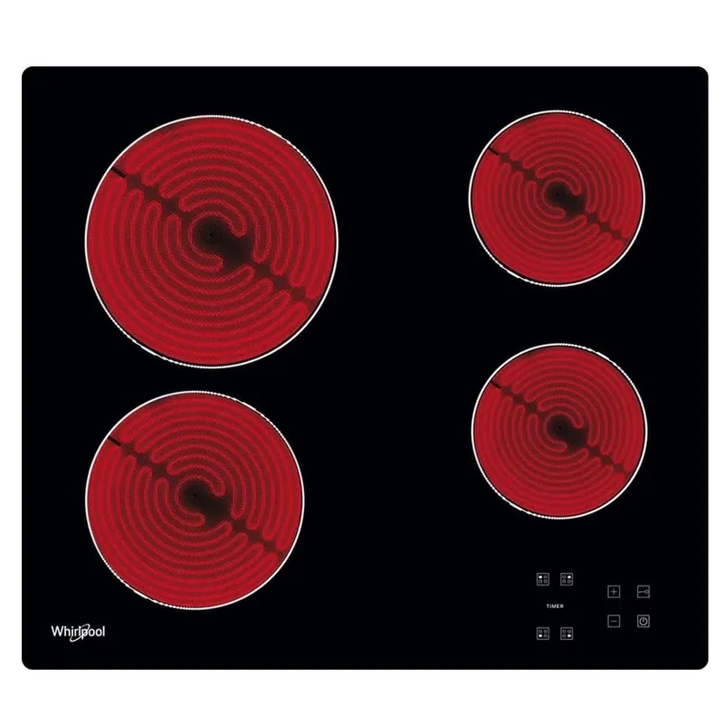 Whirlpool AKT 8090/NE hobs Kochfeld, Glaskeramik, Touchbedienung, 6200 W, Schwarz