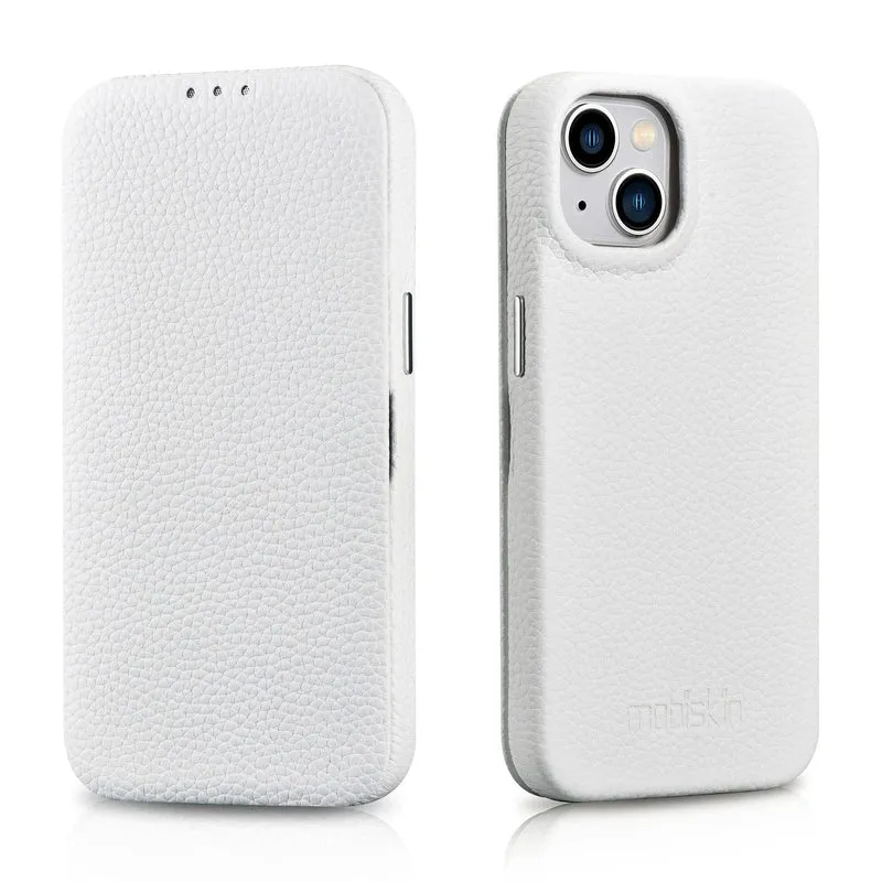 Mobiskin Hülle kompatibel mit Apple iPhone 14 (6,1 Zoll), Handyhülle mit echtem Leder, Case, Schutzh