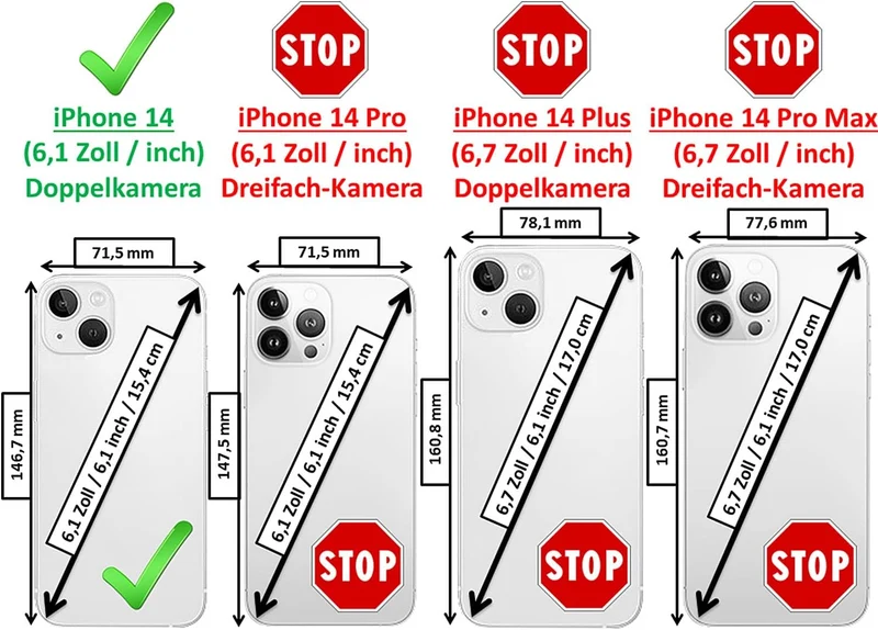 Mobiskin Hülle kompatibel mit Apple iPhone 14 (6,1 Zoll), Handyhülle mit echtem Leder, Case, Schutzh