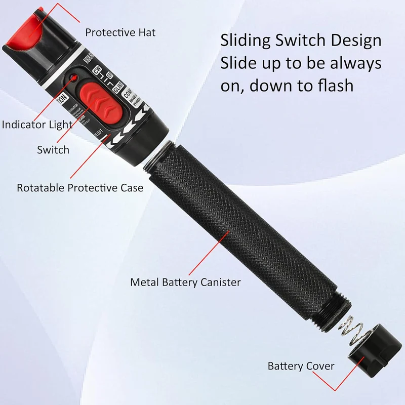 Goshyda Visueller Fehlerorter, 50 MW 50 Km VFL Glasfaserkabeltester Rotlicht-Stifttester für 2,5-mm-