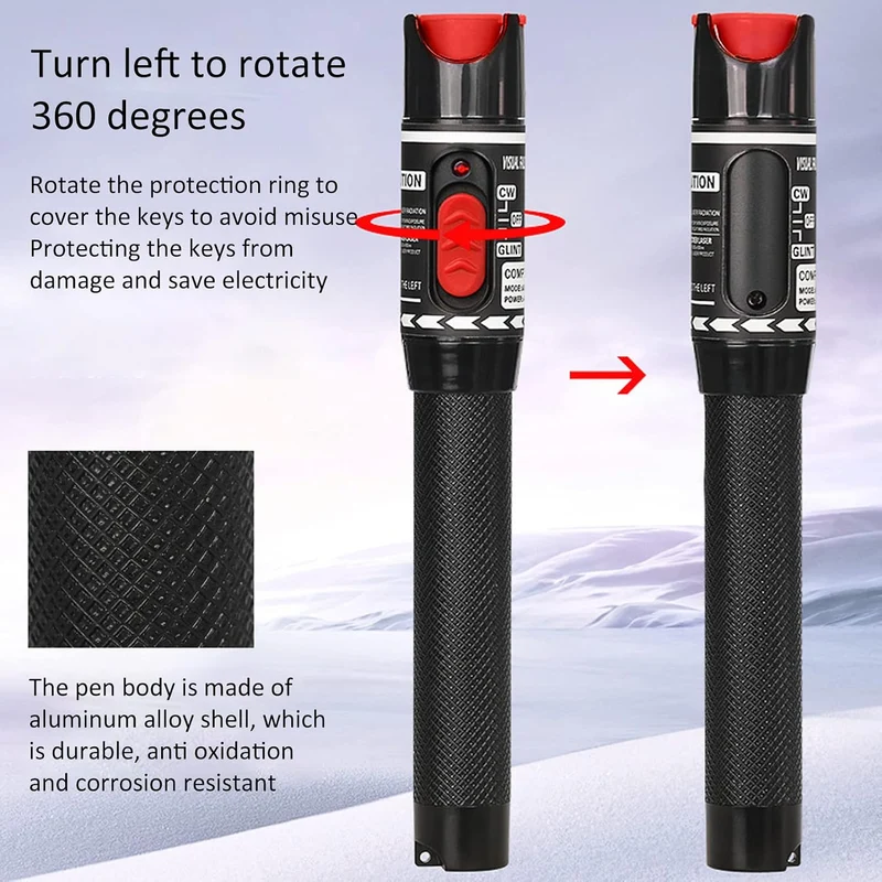 Goshyda Visueller Fehlerorter, 50 MW 50 Km VFL Glasfaserkabeltester Rotlicht-Stifttester für 2,5-mm-