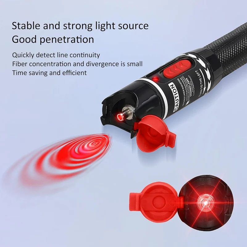 Goshyda Visueller Fehlerorter, 50 MW 50 Km VFL Glasfaserkabeltester Rotlicht-Stifttester für 2,5-mm-