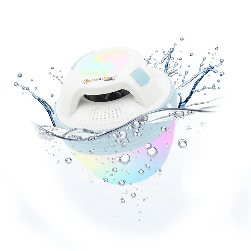 Musicman Pool-Lautsprecher BT-X60 - Tragbar, Kabellos und wasserdicht mit Bluetooth, 4 verschiedenfa