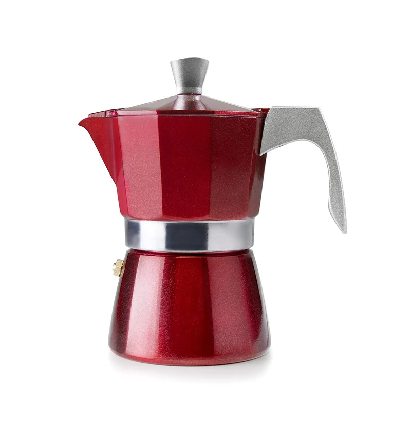 IBILI - Express-Kaffeekocher Evva Red, 12 Tassen, 600 ml, Aluminiumdruckguss, für Induktionsherde ge