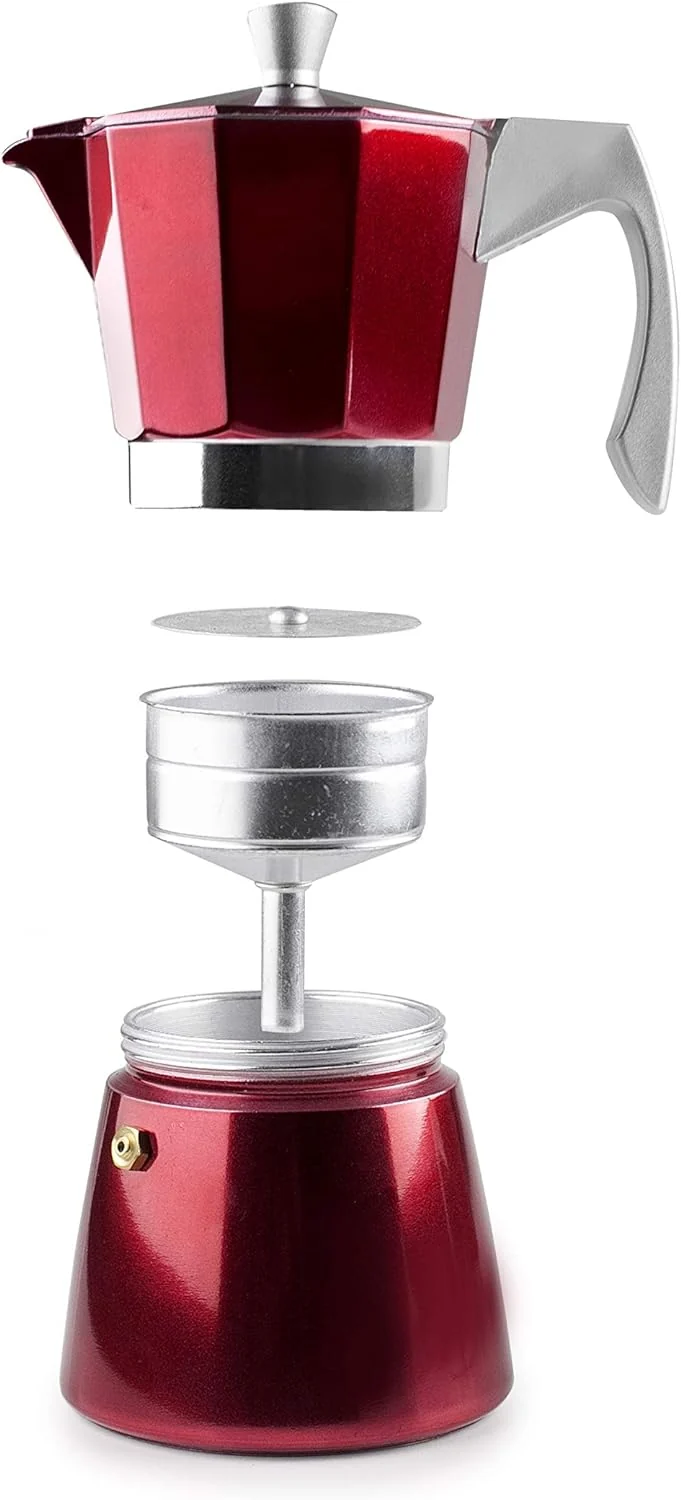 IBILI - Express-Kaffeekocher Evva Red, 12 Tassen, 600 ml, Aluminiumdruckguss, für Induktionsherde ge