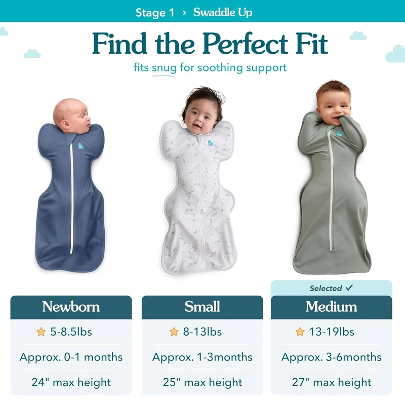 Love To Dream Pucksack, Baby Erstausstattung Medium (6-8,5kg), ideal für Moderate Temperaturen 20-24