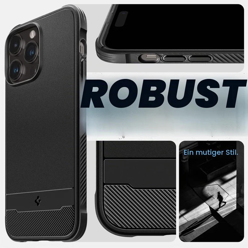 Spigen Rugged Armor MagFit Hülle Kompatibel mit iPhone 14 Pro -Matte Black, Matte Black