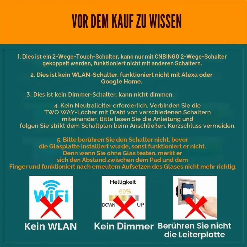 CNBINGO Wechselschalter Unterputz - Touch Lichtschalter Einfach Grau 1 Fach, 2 Weg Grau, 1 Fach, 2 W