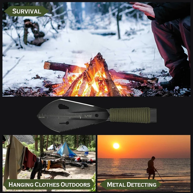 iunio Hiking Trowel, Camping, Backpacking, Portable Shovel, Multitool, Ultralight Camp Tool, with Ca