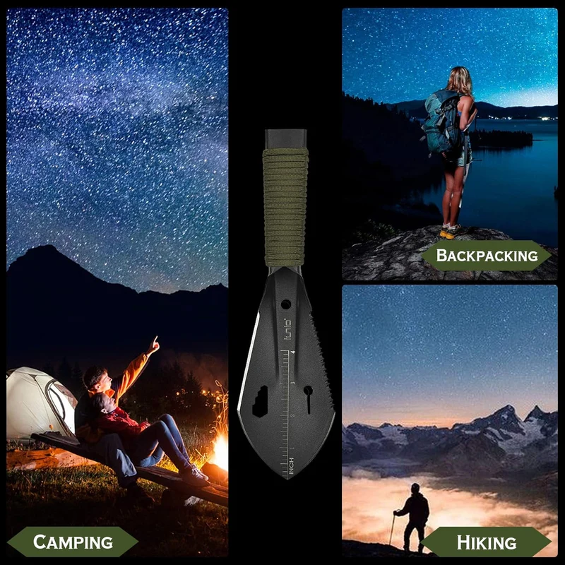 iunio Hiking Trowel, Camping, Backpacking, Portable Shovel, Multitool, Ultralight Camp Tool, with Ca