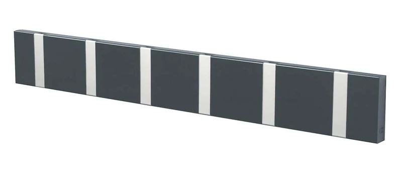 LoCa Garderobe Knax 6 anthrazit (Haken klappbar Alu) Garderoben-Leiste Kleiderhaken Flur modern Gard