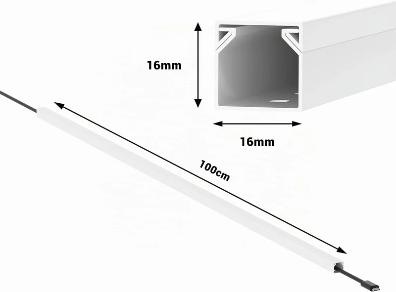 CILSON Kabelkanal 20 m | 20x 1 m Lang, 16x16 mm Breite x Höhe, Weiss, Selbstklebend, Wand- und Decke