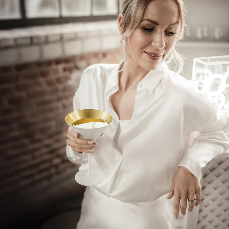 Stölzle Lausitz Cocktailschale Elements 240ml I Martini Gläser 6er Set I weiss-Gold I Cocktailgläser