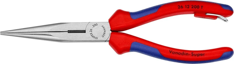 Knipex Flachrundzange mit Schneide (Storchschnabelzange) schwarz atramentiert, mit Befestigungsöse z