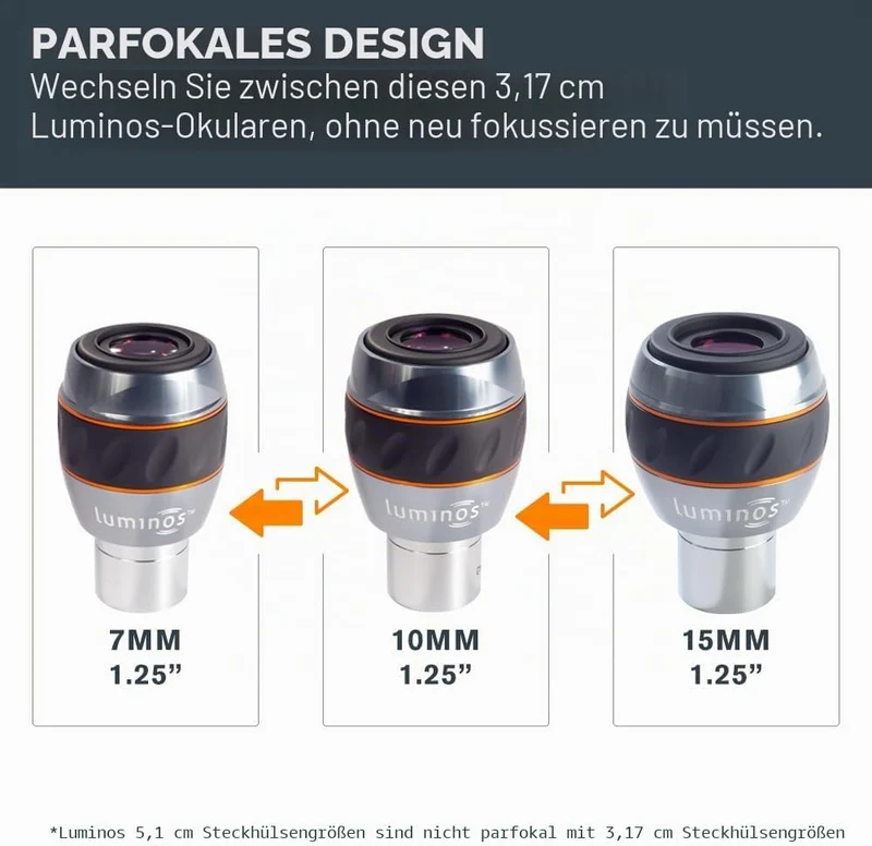 Celestron 93430 7 mm Luminos Okular, Schwarz/Silber Leuchtendes Okular - 7 mm, Leuchtendes Okular -