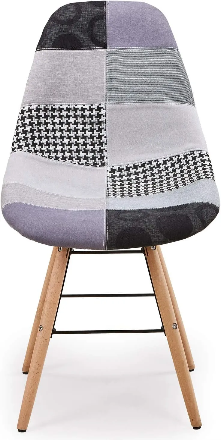 Menzzo Lisa Patchwork Stuhlgruppen, Stoff, Grau, L53 x P46 x H82 cm