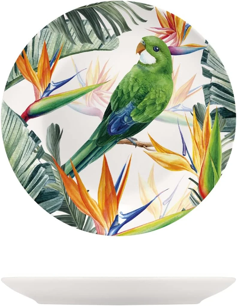 H&h set 6 piatti frutta exotic in new bone china avorio decorato cm 21