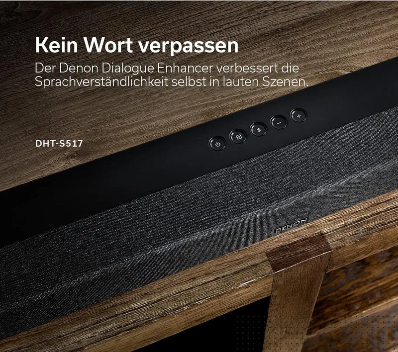 Denon DHT-S517 3.1.2 Dolby Atmos Soundbar System Mit Kabellosem Subwoofer, HDMI EARC Und Bluetooth,