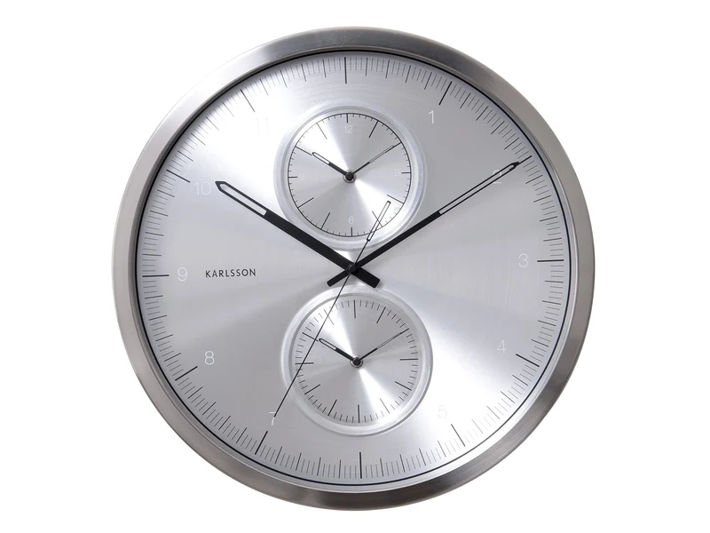 Karlsson KA5508SI Wanduhr Multiple Time Aluminium Gebürsted, Silver, 50x50x5 cm, Silver