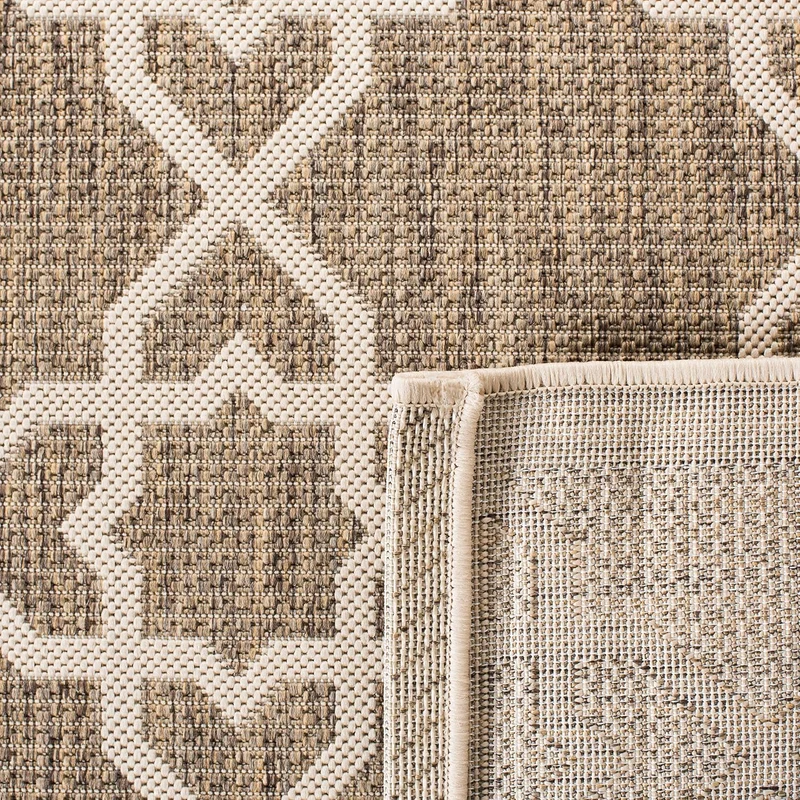 SAFAVIEH Zeitgenössische Teppich für Drinnen & Draussen - Courtyard Collection, Kurzer Flor, Braun u
