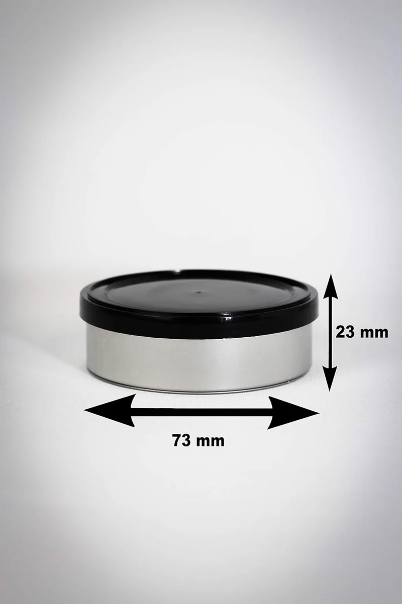 Pressitin 20x Pressitin Self Seal Cans, Tuna Tins 100 ml, Fillable with Black Plastic Lid and Black
