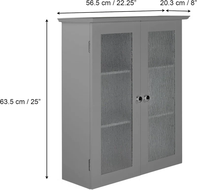 Teamson Home Badezimmer Connor Wandschrank Mit 2 Glastüren Grau EHF-581G